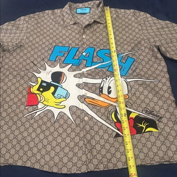 Gucci Brown and Blue Donald Duck Graphic Shirt - Picture 6 of 9